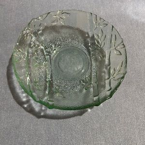 8” green glass dish bamboo (Pier 1 Imports)